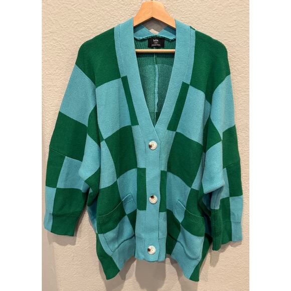 Dressed in Lala Love You Oversize Checkerboard Cardigan Size S/M - Picture 13 of 14